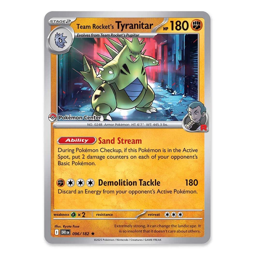 Team Rocket's Tyranitar - 096/182 (Pokémon Center Stamp) - Destined Rivals [DRI] - The Wright TCG